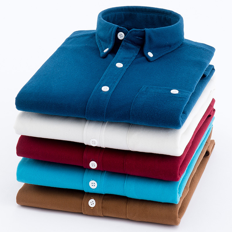 Corduroy shirts, long-sleeved autumn shirts with cotton jackets, men's business casual tops, no-iron shirt jackets, men's wholesale details Picture