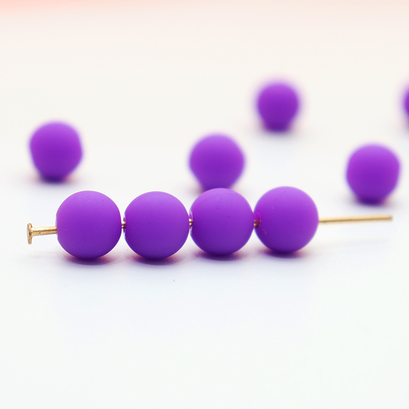 Factory direct sales of 8MM straight-hole tactile lacquered rubber round beads for children's DIY bracelets, necklaces and accessories Specification image