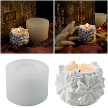 diy silicone mold five petal anther table decoration three-dimensional flower scented candle decoration plaster mold