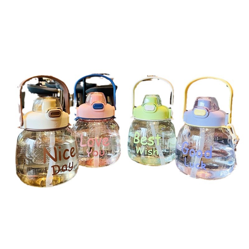 New large-belted cup, high-capacity, high-temperature resistant plastic water cup, high appearance level, large water bottle for girls, sports straw cup, summer Item Picture