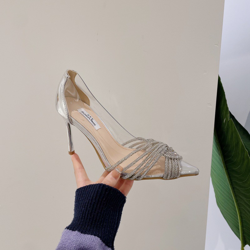 2024 Pointy Cross Stiletto Sandals Spring And Summer New Banquet Shoes High-Heeled Sandals Women Specification drawing