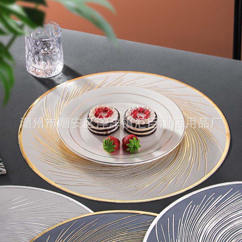Chuangmu Palm Leaf European-style placemats, Western-style placemats, pvc bowl MATS, household waterproof, anti-slip, oil-proof, heat-resistant, wear-resistant plate MATS, dinner plate MATS, heat insulation MATS Specification image