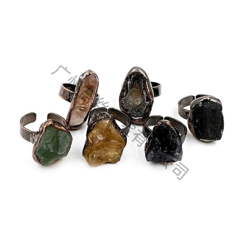 Crossover ring medieval vintage obsidiana anillo de piedra original lazada accesorios fuente Item Picture