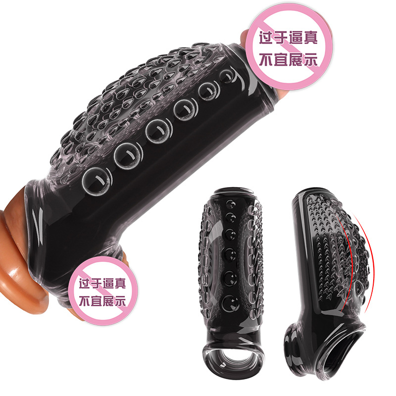 Men's thickened, enlarged, thickened set, locking essence, delay set, sex crystal set, irregular Wolf tooth set for men full figure