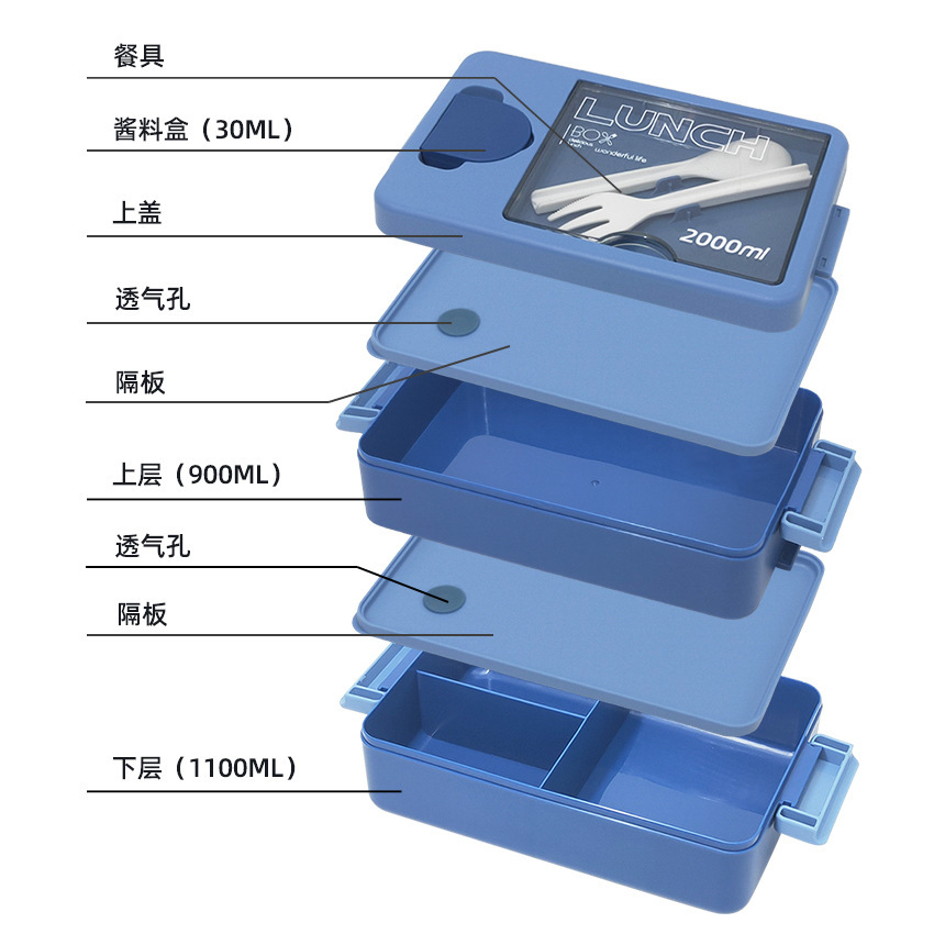 Estilo japonés de doble capa lunch box student food box Application Scenario
