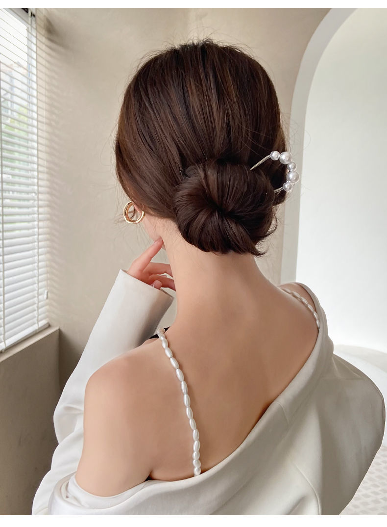 U-shaped lazy person hairpin, simple and modern women's updo hairpin, bun hairpin, pearl metal hairpin and hairpin accessories pic 6