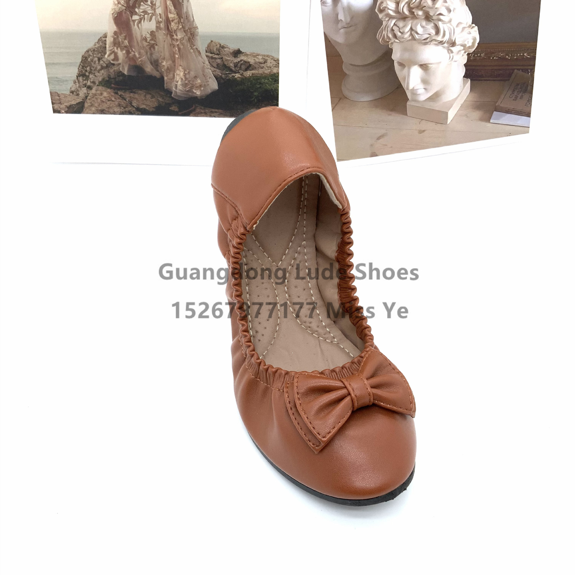 New Women's Single Shoes Flat Fold Round Head Guangzhou Women's Shoes All Comfortable Fashion Bow Casual Single Shoes Women