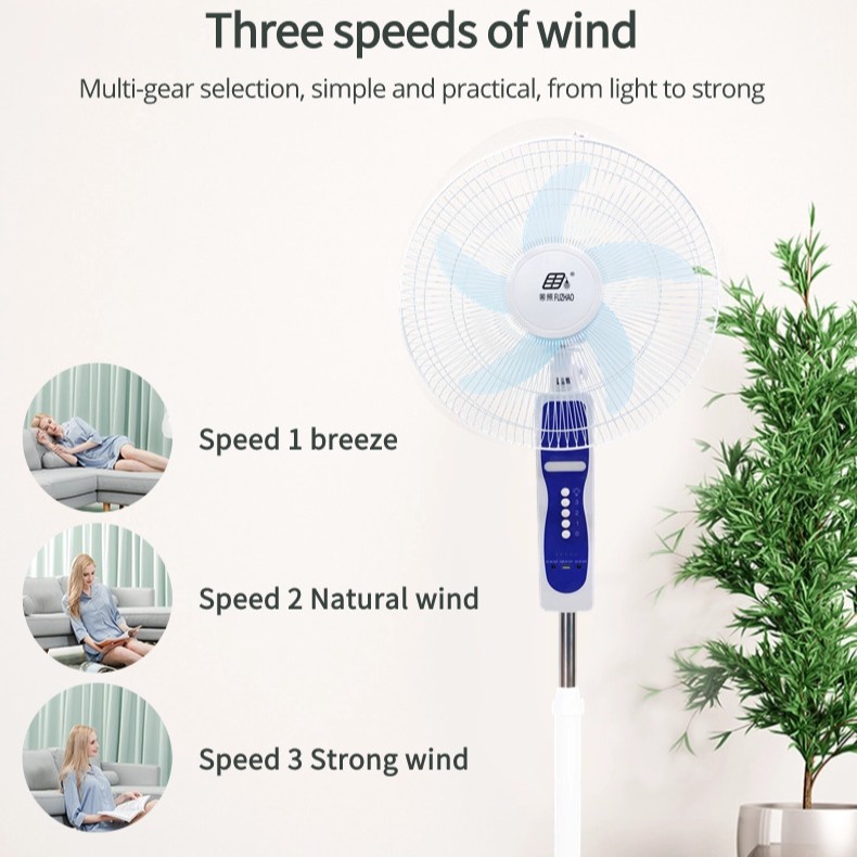 Wholesale electric fans from manufacturers: 16-inch household floor-standing fans, high-power vertical oscillating solar fans Specification image