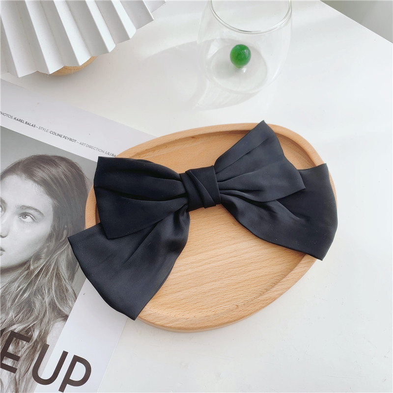 Oversized Black Bow Hair Clip Japanese Satin Red Hair Clip Back Head Spring Clip Headdress For Adults And Children Specification drawing