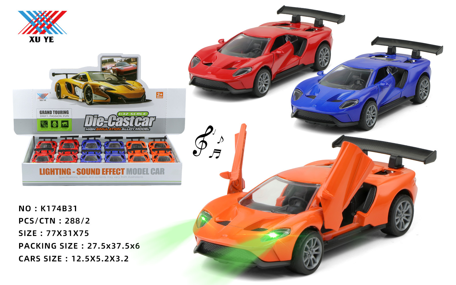 1:32 Alloy Car Multiple Models Open Scissor Door Return Light Music Boy Car Collection Gift details Picture