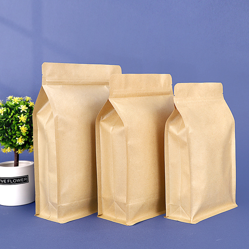 Wholesale of octagonal sealed kraft paper bags, self-sealing bags for dried fruits, large hand-held packaging bags for nuts and snacks details Picture