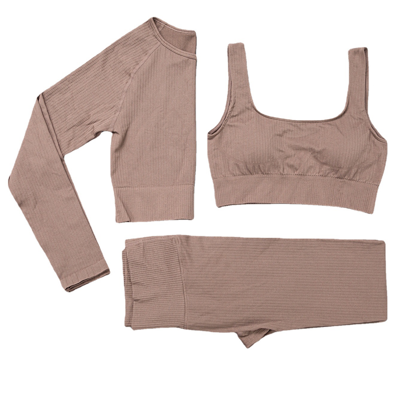 Cross-border Internet celebrity InS-style seamless threaded fitness set, sports bra, professional running, cycling and yoga wear set Item Picture