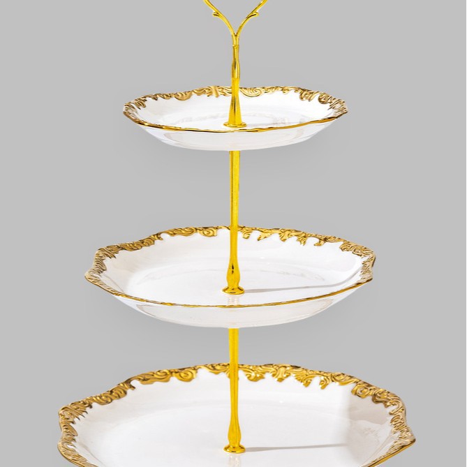 Wholesale of light luxury ceramic tableware sets, high-end gold-plated plates with gold edges Specification image