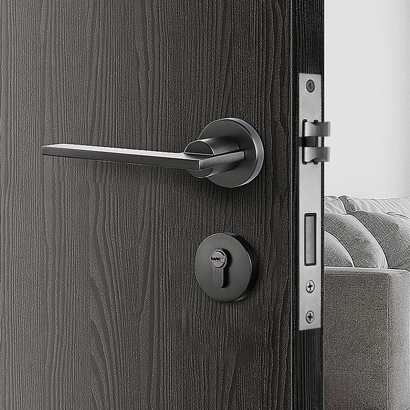 Nickel Wire Door Lock Minimalist Modern Interior Wooden Door Handle Magnetic Mute Bedroom Door Lock Bathroom Split Lock details Picture