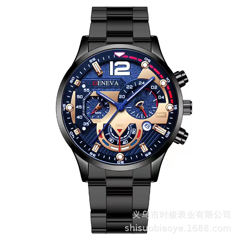 Cross-border best-selling men's steel band calendar quartz watch, sports luminous hand quartz watch men's wristwatch Item Picture