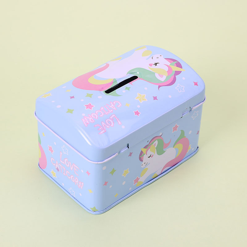 DME056 Unicorn Cartoon Lockable tinplate Piggy Bank, Kuromi Book Safe, Children's Piggy Bank Gift details Picture