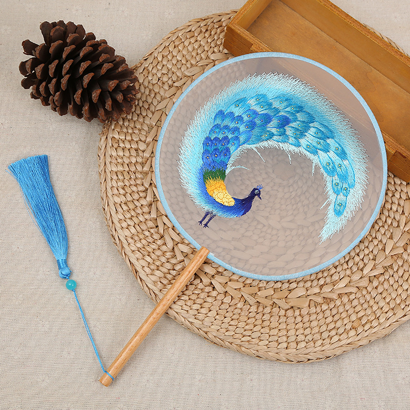 古风双面刺绣扇子苏绣花团扇宫扇中国风古典复古汉服舞蹈扇子