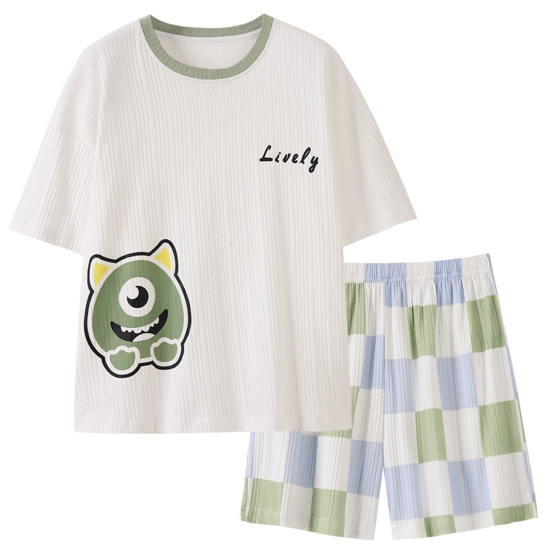 Pijamas mujeres verano dos piezas 2023 nuevo estilo delgado manga corta shorts verano hollow hogarwear set fábrica directa Item Picture