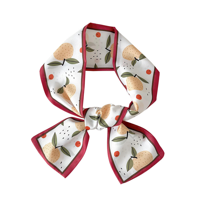 Thin Narrow Long Small Silk Scarf Female Korean Version With Bow Tie Hair Tie Bag Decoration With Hand Gift Streamer Headband Scarf Item Picture