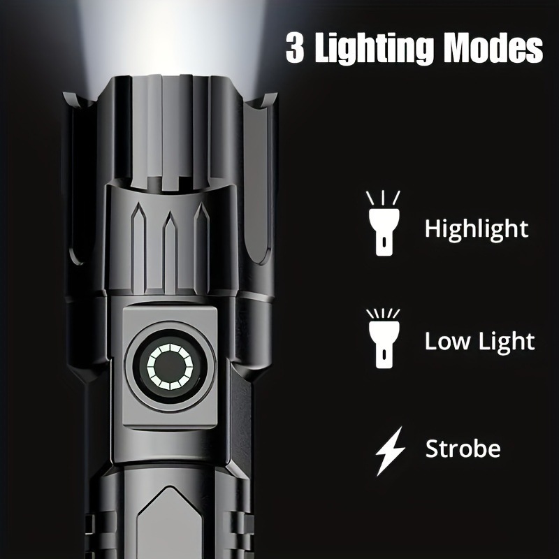 跨境手电筒The strong light flashlight变焦可充电塑料手电筒详情3