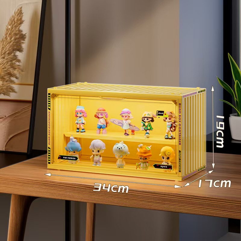 盲盒集装箱收纳盒防尘加厚透明亚克力展示架泡泡玛特手办展示盒细节图