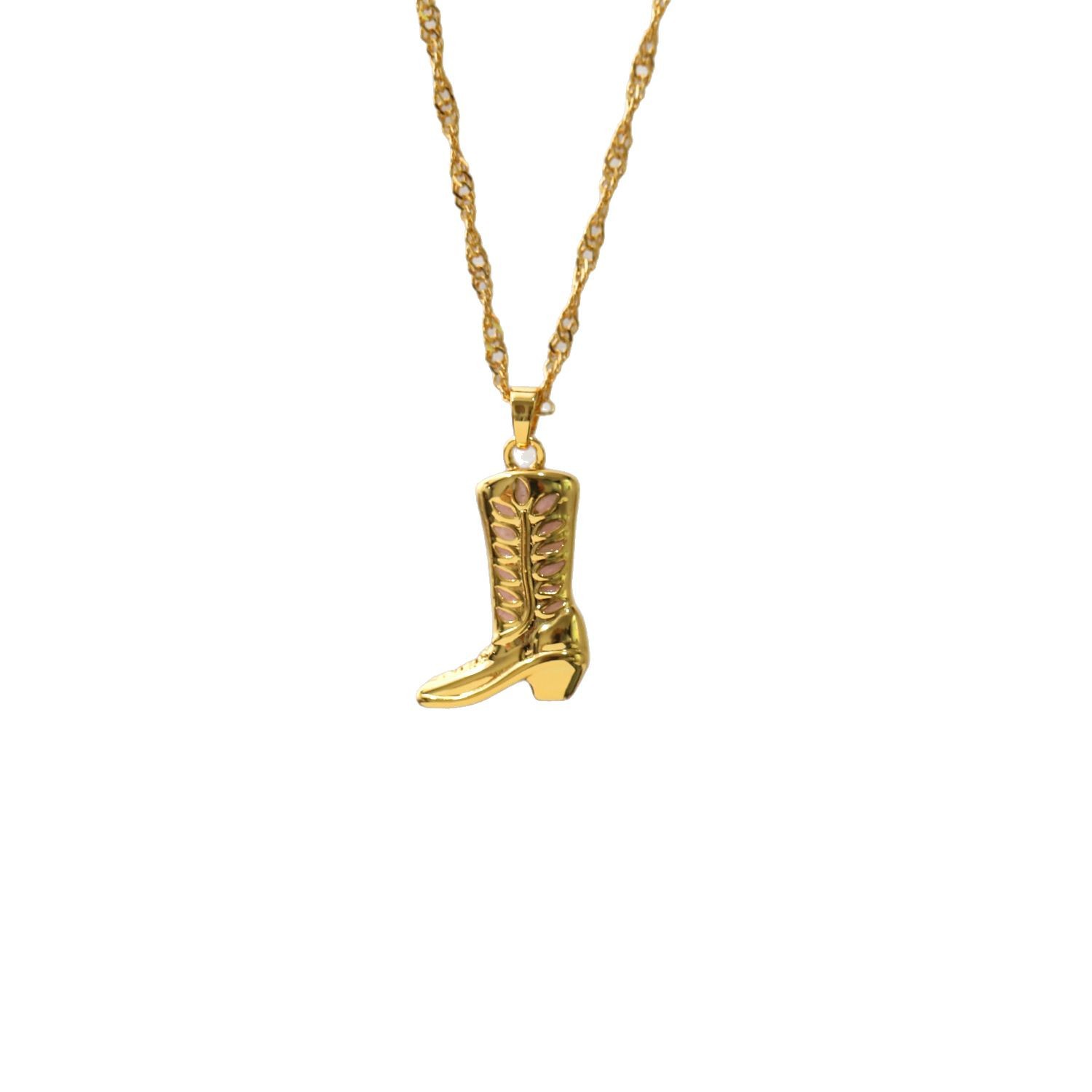 Hyacinth Hyacinth independent Store's best-selling European and American denim oil-dripping boots, denim hats, pendants, necklaces, copper furnace, real gold electroplated 18k women's collarbone chain, versatile for daily use Item Picture