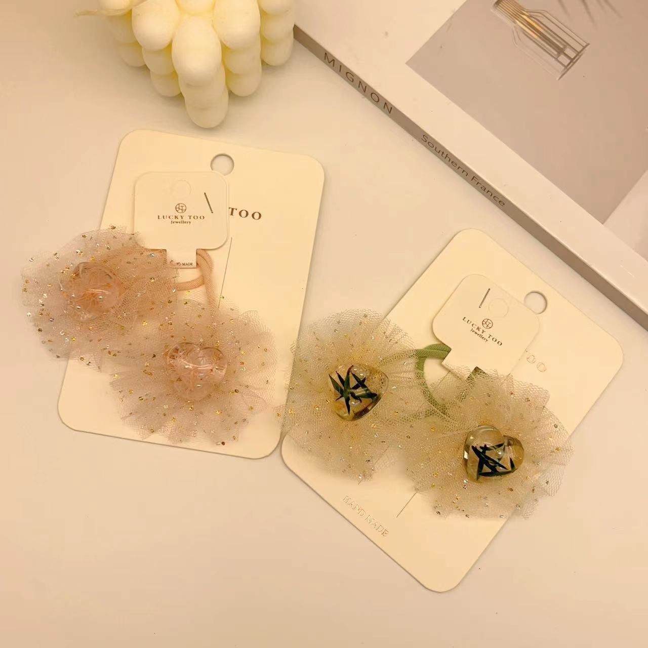 发绳LT10404韩系新款莎莎波点爱心水晶双发饰发绳