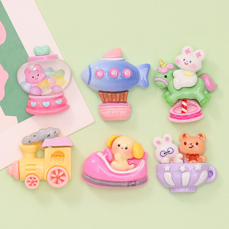 Amusement Park Airship Train Trojan Diy Cream Glue Mobile Phone Shell Hair Accessories Shoe Buckle Resin Accessories Wholesale