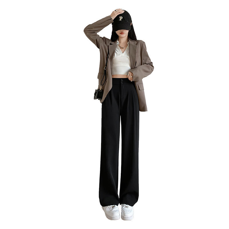 阔腿裤女裤子白底实物图