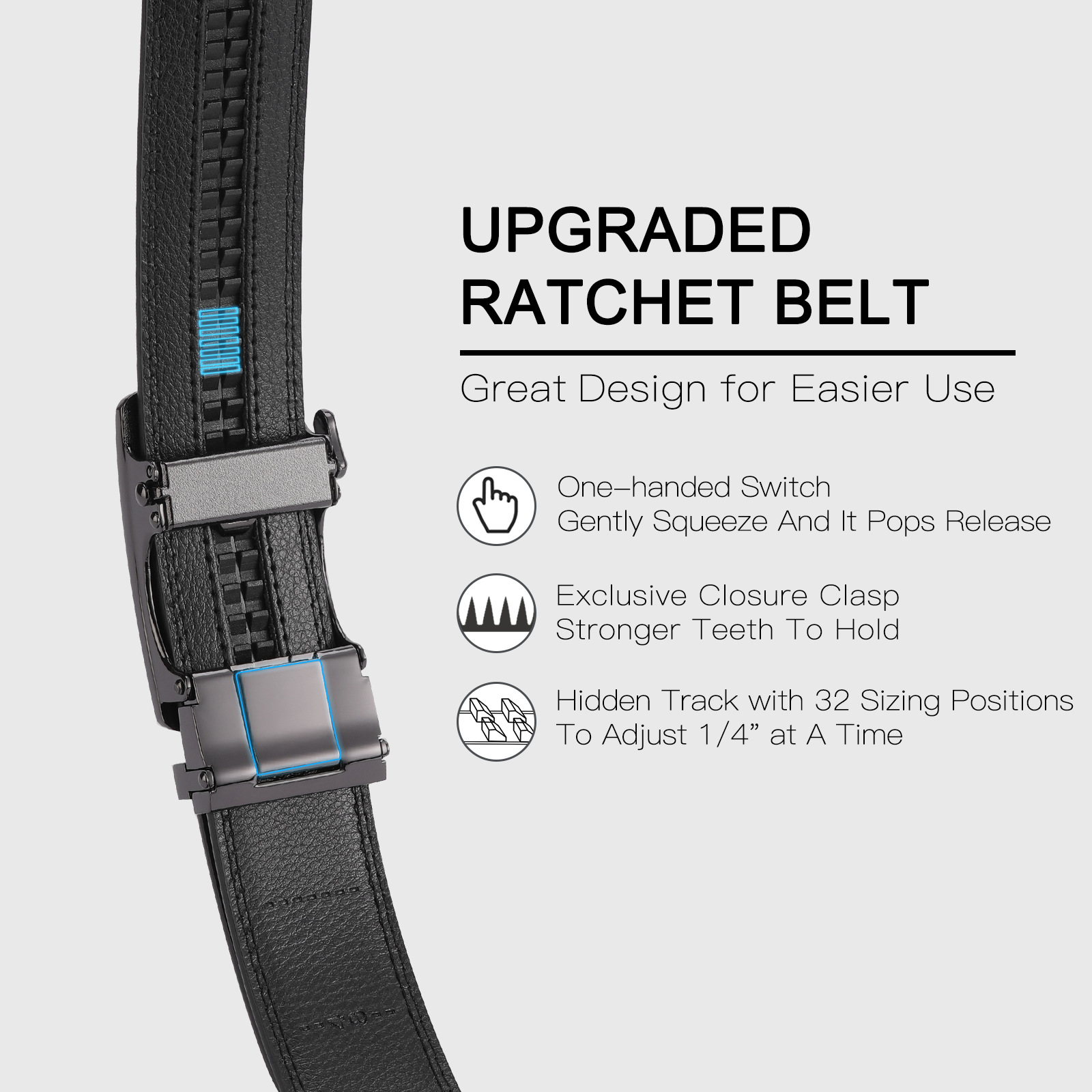 The new self-locking men's belt is fashionable, casual, high-end and versatile for business use. It features a genuine leather belt and a two-layer cowhide belt Specification image