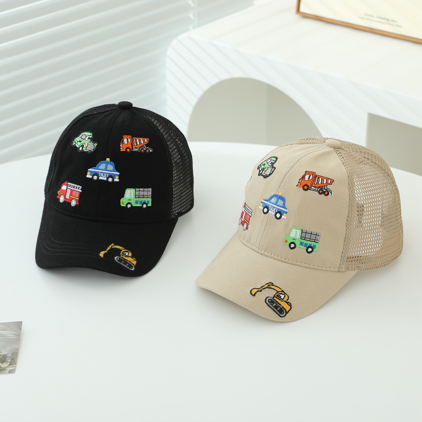 小汽车跨境儿童鸭舌帽韩版男女童刺绣棒球帽春秋新款卡通儿童网帽详情17