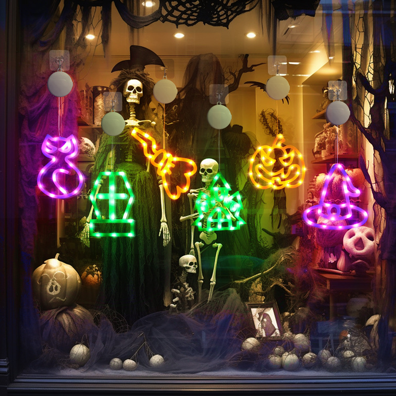 Cross-border Halloween decorative LED light strings, pumpkin suction cups, window hanging lights, wizard hanging ornaments, Ghost Festival atmosphere decoration lights full figure