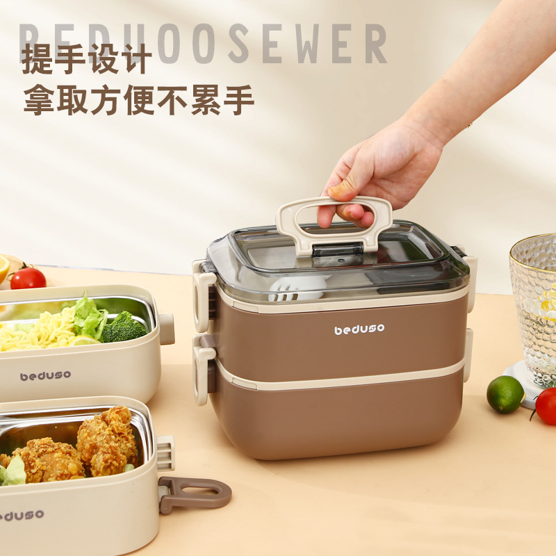 304不锈钢饭盒微波炉 学生上班族午餐饭盒密封分隔便当盒专用