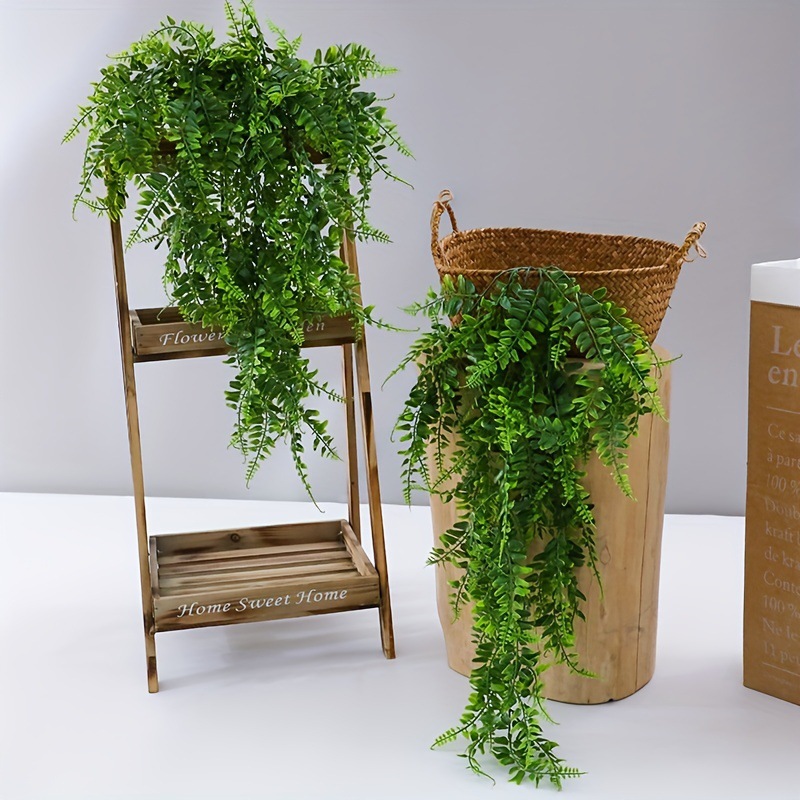 亚马逊仿真壁挂波斯草藤条人造悬挂蕨类植物藤蔓悬挂绿色植物详情9