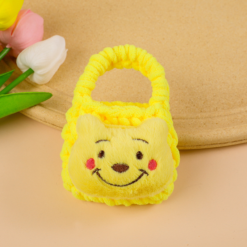 Cartoon plush hand-knitted coin purse storage bag, Bluetooth earphone case, cute children's pendant, small schoolbag Specification image