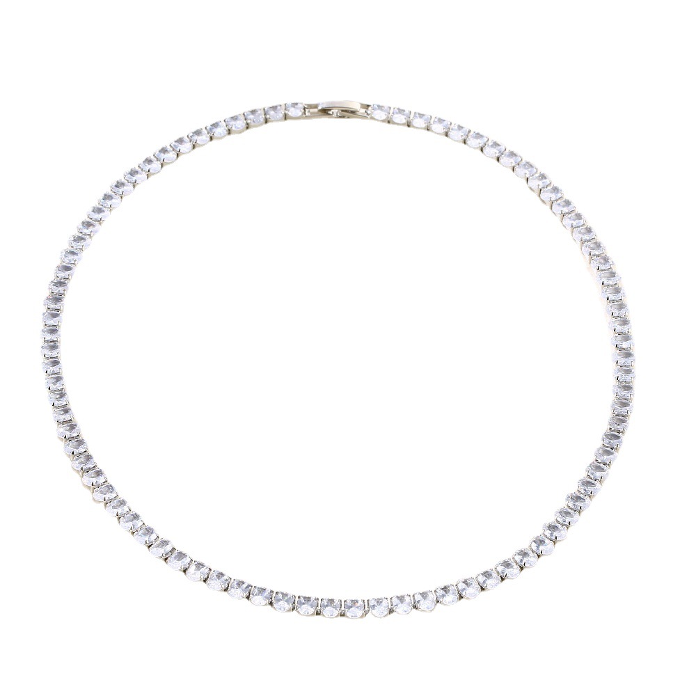 A row of Kashi European and American hip-hop copper-inlaid zircon necklaces on Instagram, a hit tennis chain in multiple sizes, oval 4*6 in various colors Item Picture