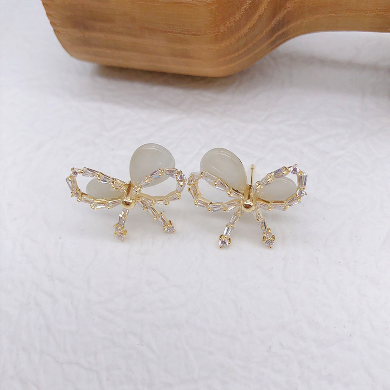 Obi new bow S925 silver needle opal senior earrings wholesale fashion women's earrings independent packaging Application Scenario
