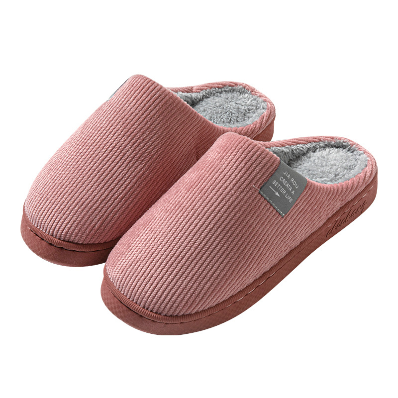 Autumn and winter cotton slippers for women, indoor home use, thick-soled anti-slip cotton slippers with a feeling of stepping on feces, and men's woolen slippers Item Picture