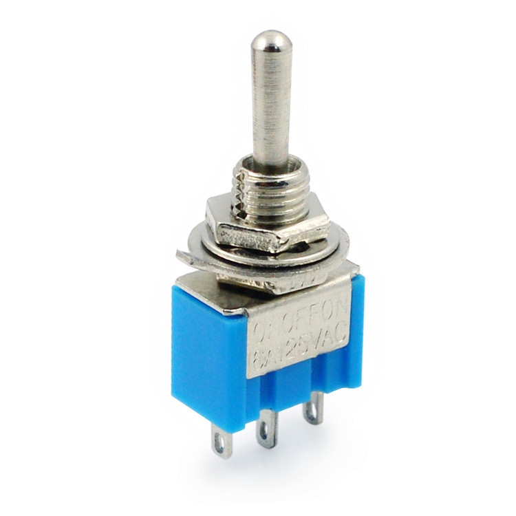 【 Guozhi Production 】 MTS-103 Single-pole single-blade three-throw rocker arm copper knob switch with three pins and three positions Item Picture