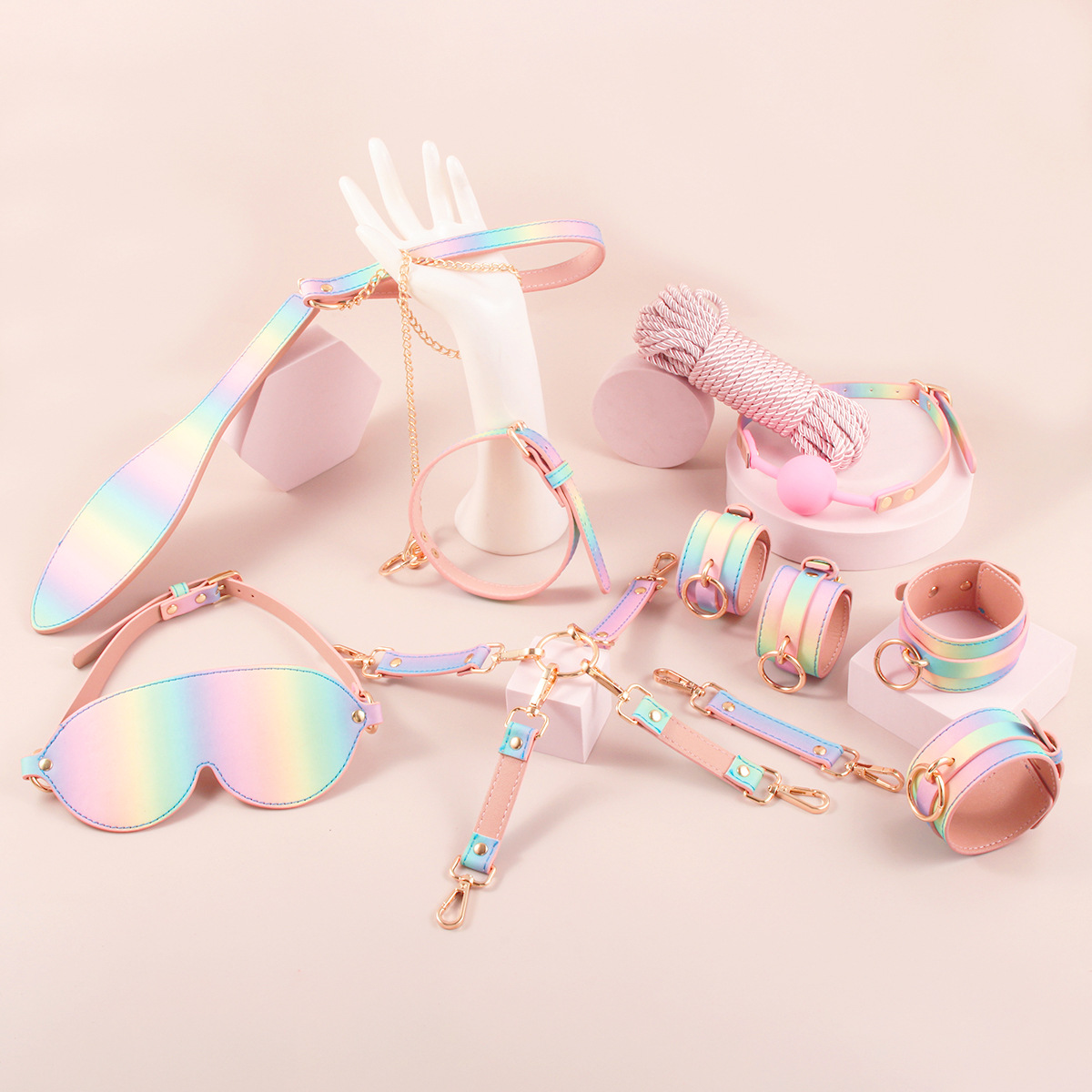 New female sex toy bundle set Rainbow 8-piece set sm dog slave teach adult sex toys full figure