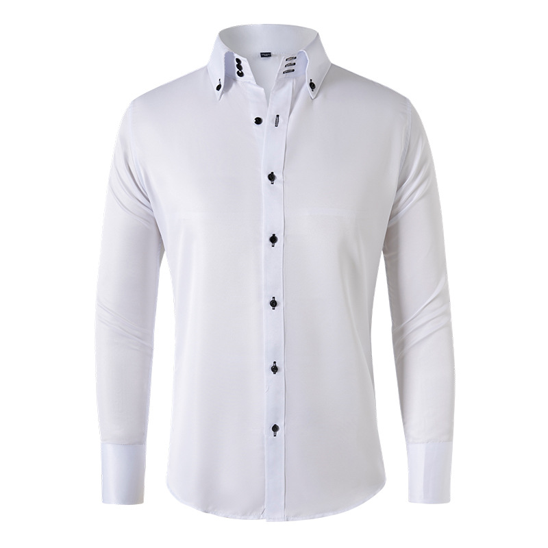 Ouma Cross-border foreign trade Shirt Spring and Autumn New business casual French crystal buckle men's niche long-sleeved shirt