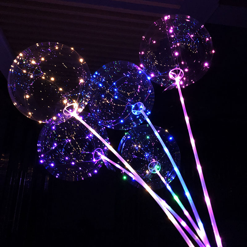 厂家网红气球/婚庆led发/闪光波波球地白底实物图