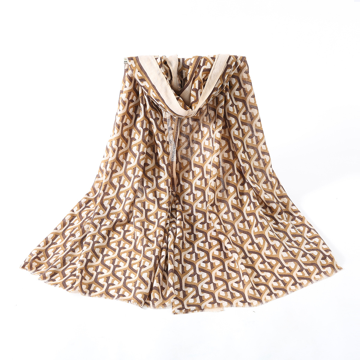 A new, fashionable and casual printed shawl with sun protection and thin women's scarf, specially designed for cross-border sales in Europe and America Specification image