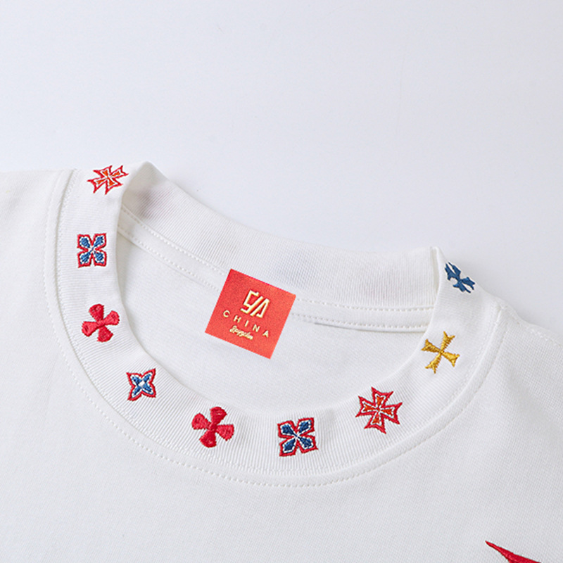 Original workmanship [230g cotton combed tightly] Short-sleeved T-shirt for women, a new style of loose Chinese fashion embroidery in summer Application Scenario