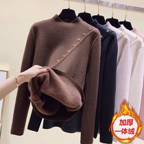 Thickened all-in-one cashmere sweater for women Autumn/Winter 2022 Foreign style loose inside with slimming semi-turtleneck sweater for women