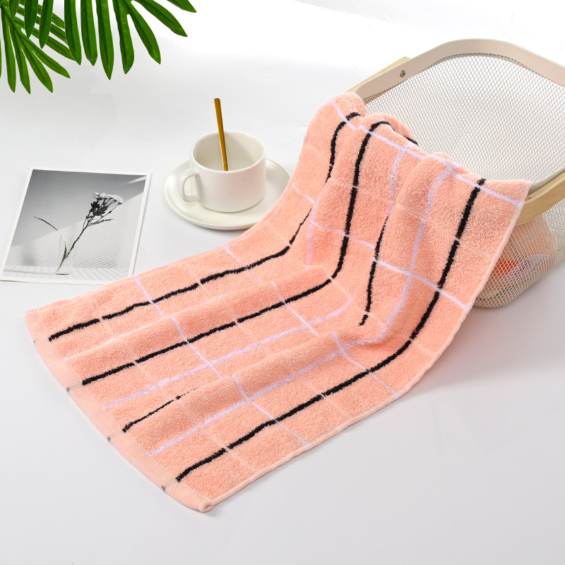 Towel Manufacturers Wholesale Thickened Absorbent Soft Face Towel Black Bar Small Grid Pure Cotton Towel Can Be Embroidered Logo Face Wash Bath Towel Application Scenario
