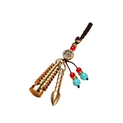 Brass car keychain, Wenchang Pagoda pen set pendant, graduation season gift, student schoolbag pendant Item Picture