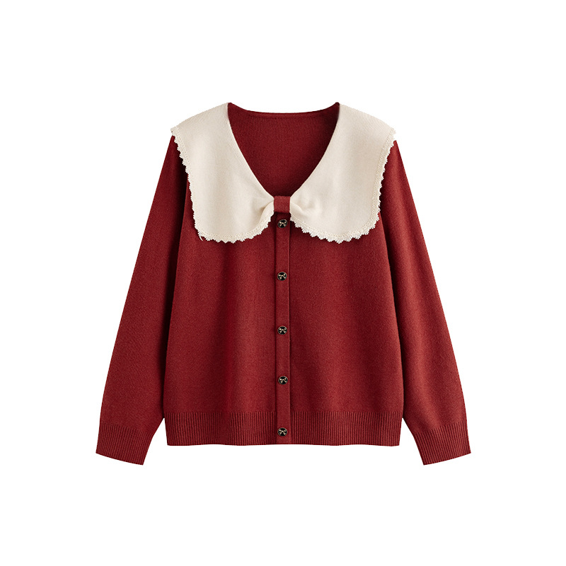 Plus-size women's dress with a contrasting color doll-neck top, a casual and elegant sweater for women, 2024 winter collection, a knitted sweater for chubby girls, 22660 Item Picture