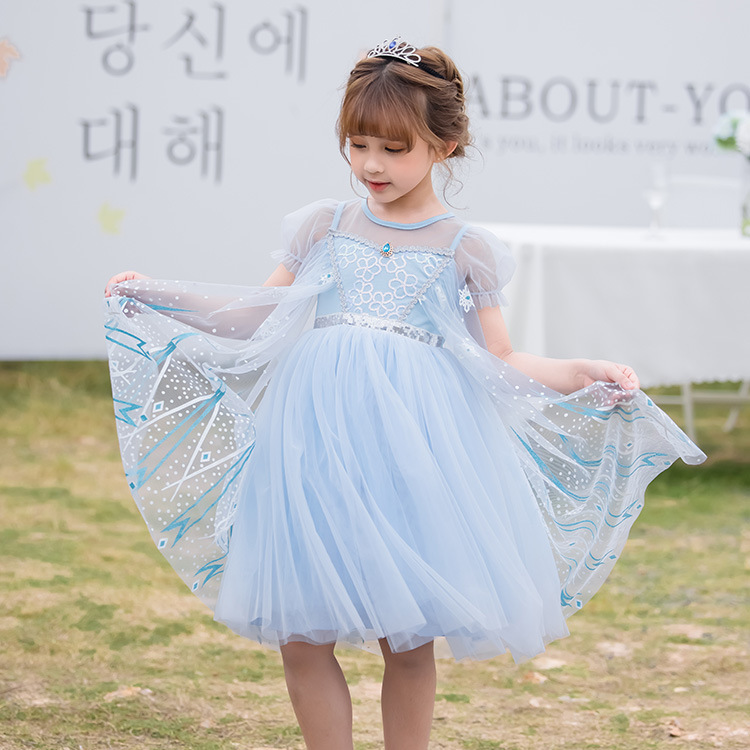 Girls' lace dress 2022 Summer style Children's puffy gauze Aisha Princess dress Sweet Children's Day performance dress Specification image