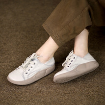 韩版真皮休闲女鞋百搭时尚牛皮运动板鞋2023新款小白鞋厚底单鞋
